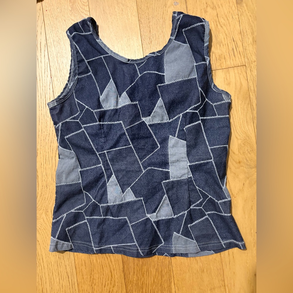 Vintage Baby Phat Denim Tank | Y2K Patchwork Lace-Up Top | Streetwear Icon - Picture 3 of 5